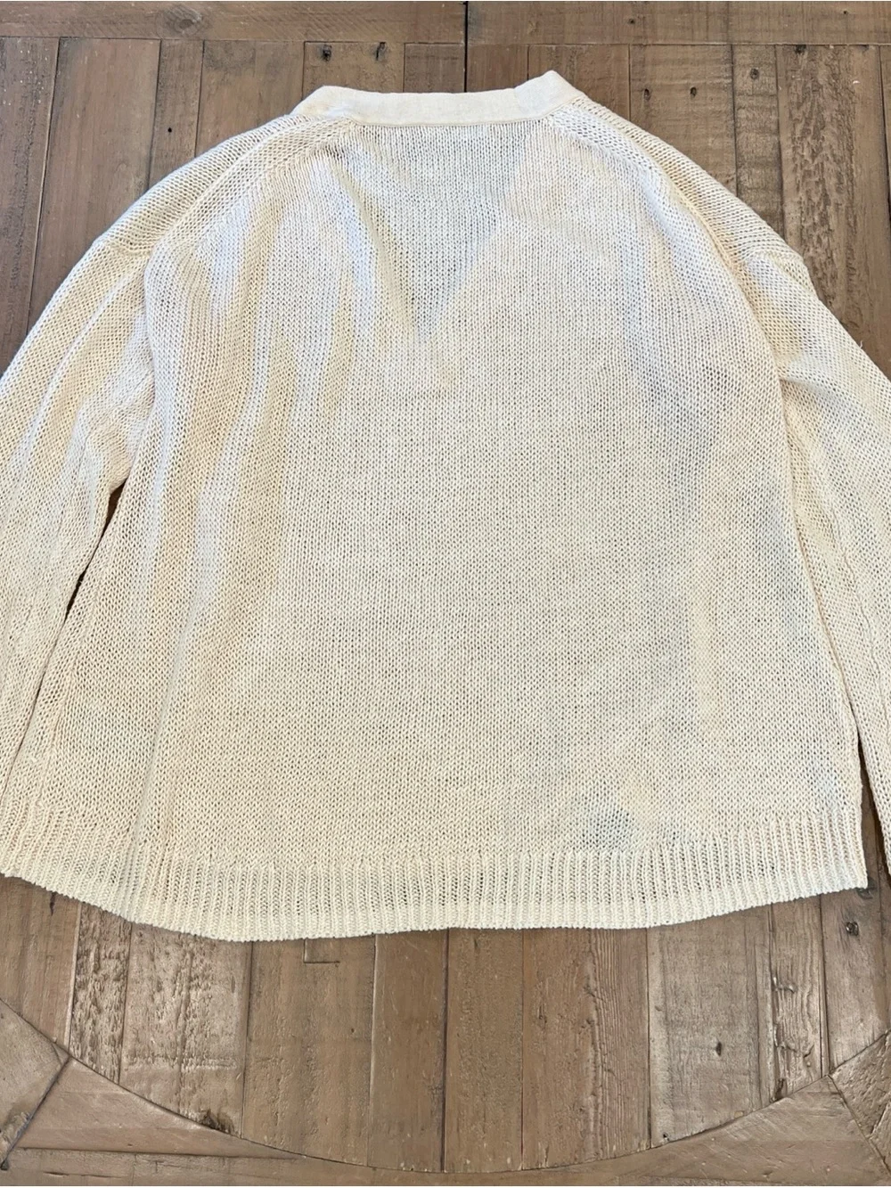 J. Crew Beach Open Knit grommet Sweater Size Small Coastal Chic Linen Flawed